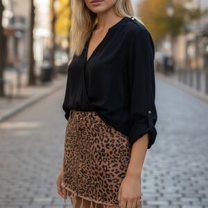 We The Free Leopard Print Mini Skirt